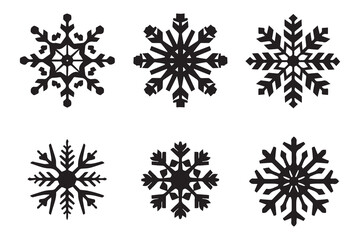 black silhouette snowflake white background vector