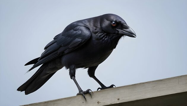 A Crow With Its Beady Eyes Fixed On Something Belo