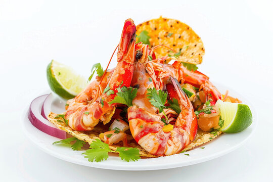 An exquisite Mexican seafood delicacy showcased against a white backdrop