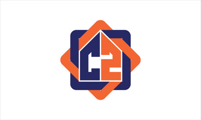 CZ real estate logo design vector template. - obrazy, fototapety, plakaty