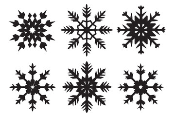 black silhouette snowflake white background vector