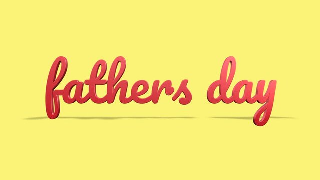 A simple yellow background with red text, spelling Fathers Day. This image represents a celebration honoring and recognizing fathers around the world
