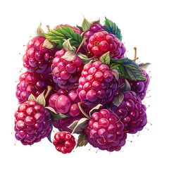 bunch of raspberries isolated on transparent background