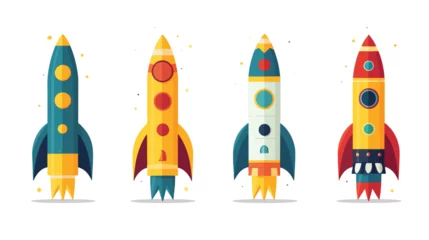 Fototapete Raumschiff Rocket flat design  flat vector isolated on white background