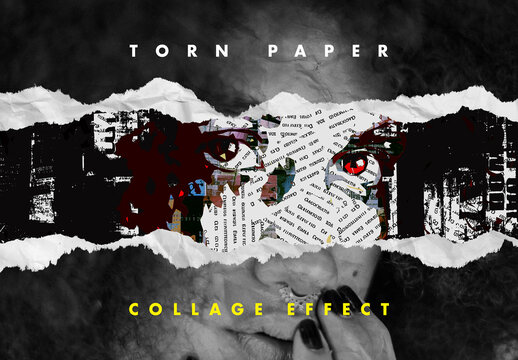 Torn Papers Collage Photo Effect Mockup With Generative AI