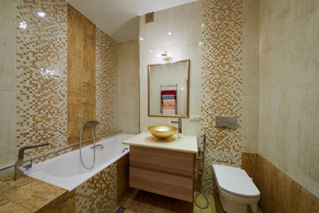 Interior of modern bathroom in flat.