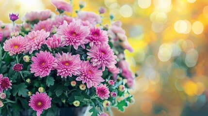 Obraz na płótnie Canvas bouquet of beautiful chrysanthemum flowers outdoors