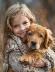 Photo d'une petite fille avec son chien