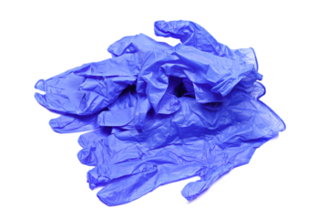 Blue surgical gloves pile isolated on white 