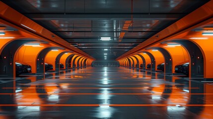 Long Tunnel With Orange and Black Walls