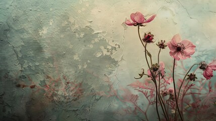 wild avens flowers on paper background - obrazy, fototapety, plakaty