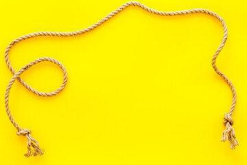 isolated rope mockup on yellow background top view