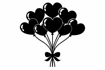 heart Balloon Bouquet black silhouette icon