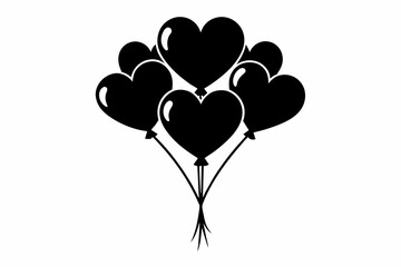 heart Balloon Bouquet black silhouette icon