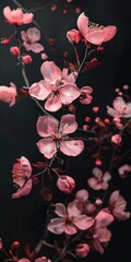 Fototapeta premium A close up of a bunch of pink flowers.