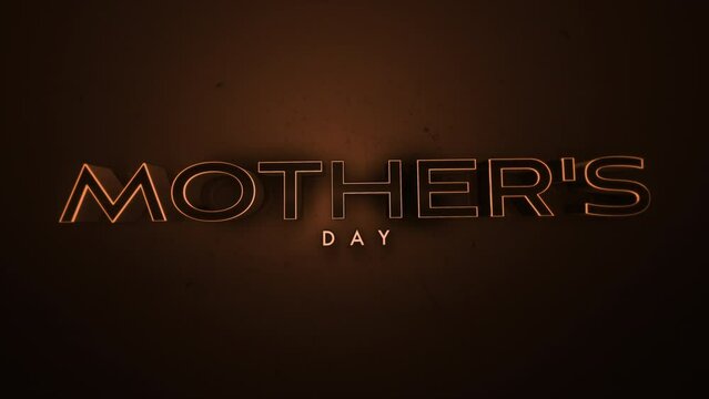 Celebrate Mom with vibrant orange neon lights spelling Mothers Day against a black background. A reminder to honor and appreciate our amazing mothers