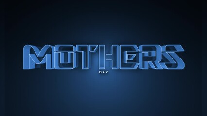 A vibrant, 3D-style text in blue with a glowing effect simply spells out the word Mothers Day, capturing the essence of the concept