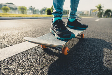 Skateboarder skateboarding outdoors in city