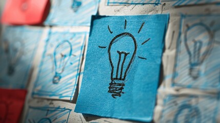 Creative Brainstorming: Sketches of Light Bulbs Symbolizing Innovation