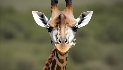 A Giraffe With Its Ears Perked Forward Listening