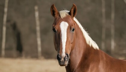 Obraz na płótnie Canvas A Horse With Its Ears Flattened Back Angry