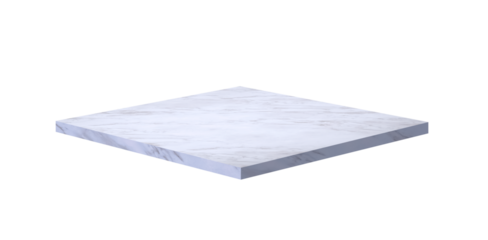 Square white marble tile slab for home decor construction material isolated on transparent background, png file