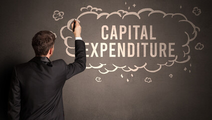 businessman drawing a cloud with inscription