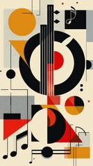 Obraz premium A painting of a violin and musical notes.