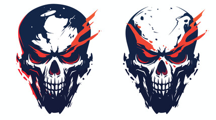 Skull head illustration art logo mascot design flat