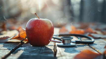 Apple and stethoscope