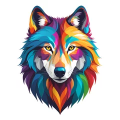 Poster Colorful logotype of a drawn wolf head on a white background © jAnI