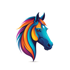 Colorful logotype of a drawn horse head on a white background