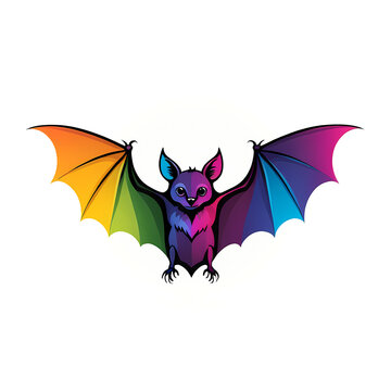 Colorful logotype of a drawn bat on a white background