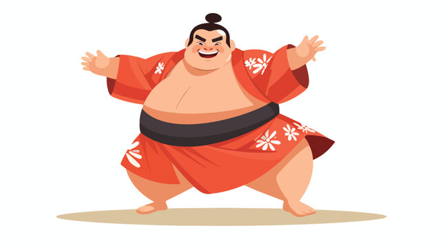 Sumo wrestler flat character. Vector image flat vector