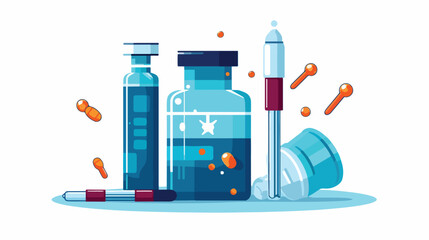 Syringe And Medicines Illustration flat vector isola
