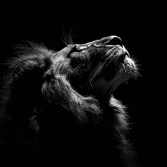 Regal Lion in Shadow: A Dramatic Profile of Serene Power
