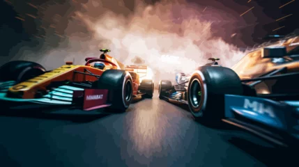 Fototapete Rund Speed Demons: Formula 1 Cars Unleashing their Inner Beast on the Track © Tiago