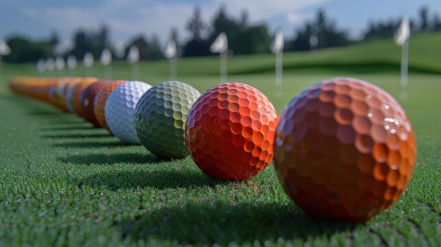 Geometry of golf, captured in the alignment of balls on the driving range, a study in form and repetition