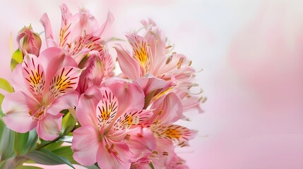 Flower Bouquet Pink Alstroemeria Banner Panorami, Banner Image For Website, Background, Desktop Wallpaper