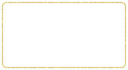 Rectangle gold glitter frame border illustration for web presentation, thumbnail, banner, social story post or other 16: 9 work projects, cut out, isolated. - obrazy, fototapety, plakaty