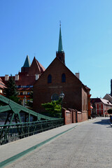 Wroclaw, Poland. The Tumski Bridge, steel bridge for pedestrians over the northern branch of the...