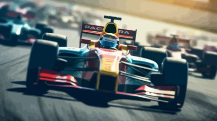 Fototapeten Speed Demons: Formula 1 Cars Unleashing their Inner Beast on the Track © Tiago