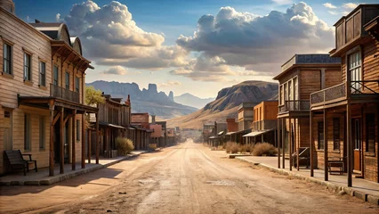  Vintage retro styled image of a small town in the desert. © Ajay