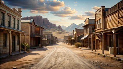 Vintage retro styled image of a small town in the desert. - obrazy, fototapety, plakaty