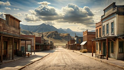 Vintage retro styled image of a small town in the desert.