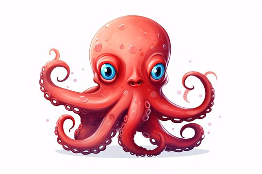 a cartoon of a red octopus