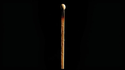 Silhouette of a burnt match on a black background. The concept of the transience of life.