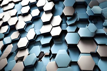 Hexagonal blue background. Generative AI