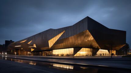 Illuminated Contemporary Architecture at Twilight