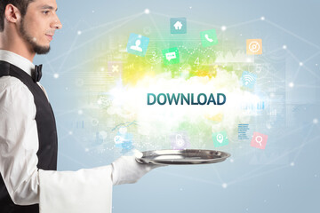 Waiter serving social networking